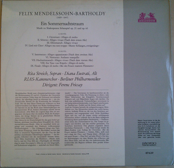 Felix Mendelssohn-Bartholdy - Berliner Philharmoniker Dirigent Ferenc Fricsay-1