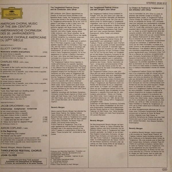 Elliott Carter • Aaron Copland • Jacob Druckman • Charles Ives - Tanglewood Festival Chorus • John Oliver (3)-1