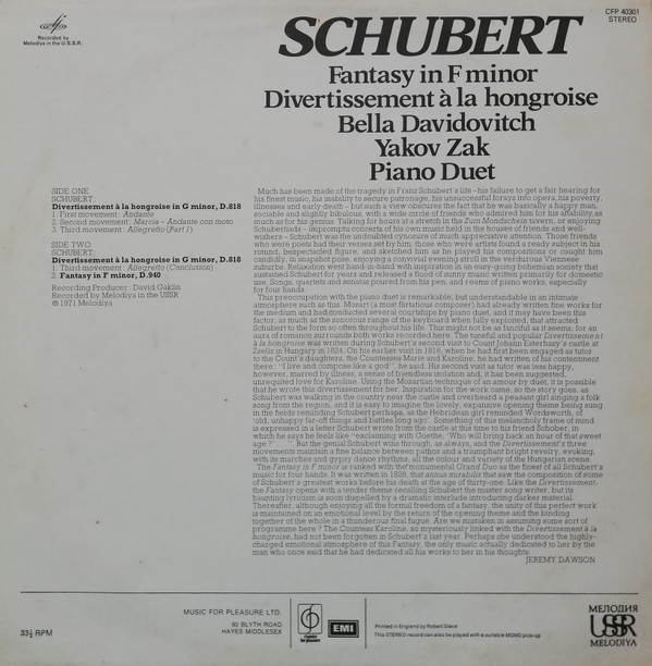 Franz Schubert - Bella Davidovich, Jakov Zak-1