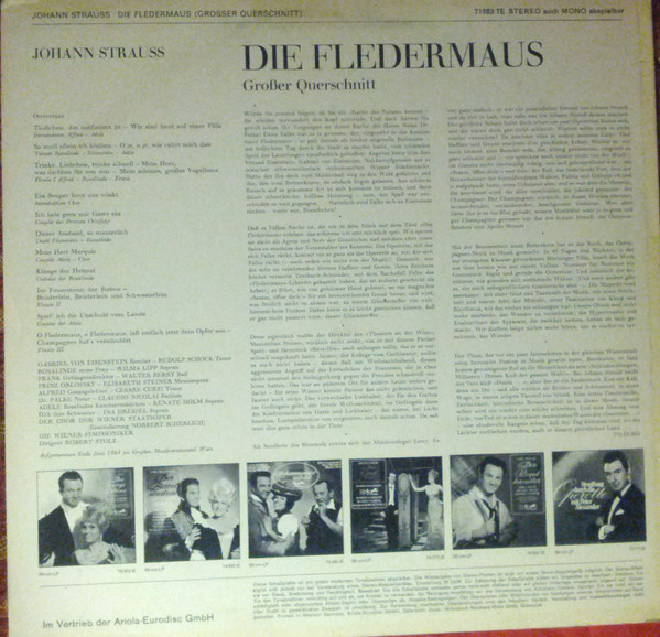 Johann Strauss Jr., Renate Holm, Rudolf Schock, Wilma Lipp, Cesare Curzi, Walter Berry Dirigent Robert Stolz-1