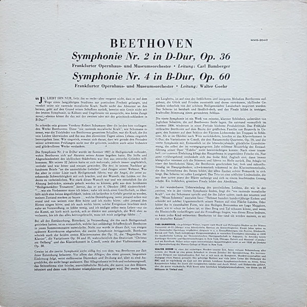 Ludwig Van Beethoven, Carl Bamberger, Walter Goehr, Frankfurter Opern- Und Museumsorchester-1