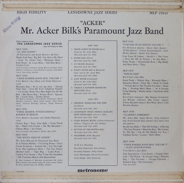 Acker Bilk And His Paramount Jazz Band-1