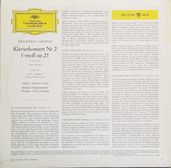 Frédéric Chopin, Stefan Askenase, Berliner Philharmoniker, Fritz Lehmann-1