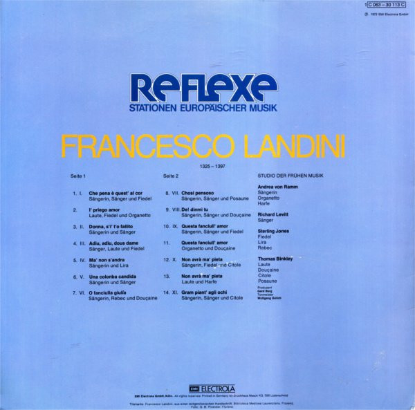 Francesco Landini, Studio Der Frühen Musik Leitung Thomas Binkley-1