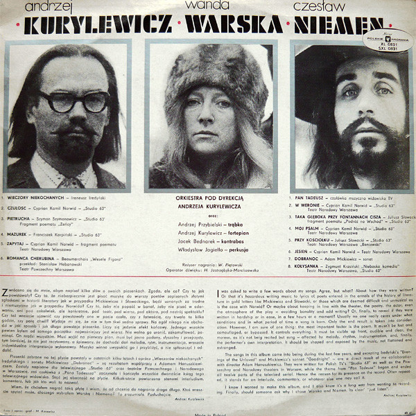 Andrzej Kurylewicz, Wanda Warska, Czesław Niemen-1