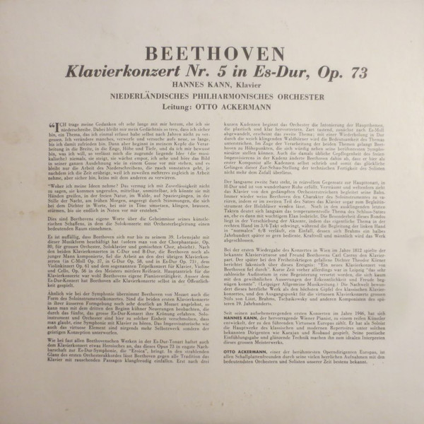 Ludwig van Beethoven - Hans Kann, Nederlands Philharmonisch Orkest Leitung: Otto Ackermann-1