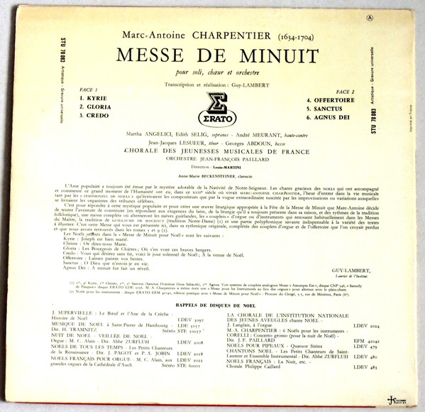 Marc Antoine Charpentier - Chorale Des Jeunesses Musicales De France - Orchestre De Chambre Jean-François Paillard, Louis Martini-1