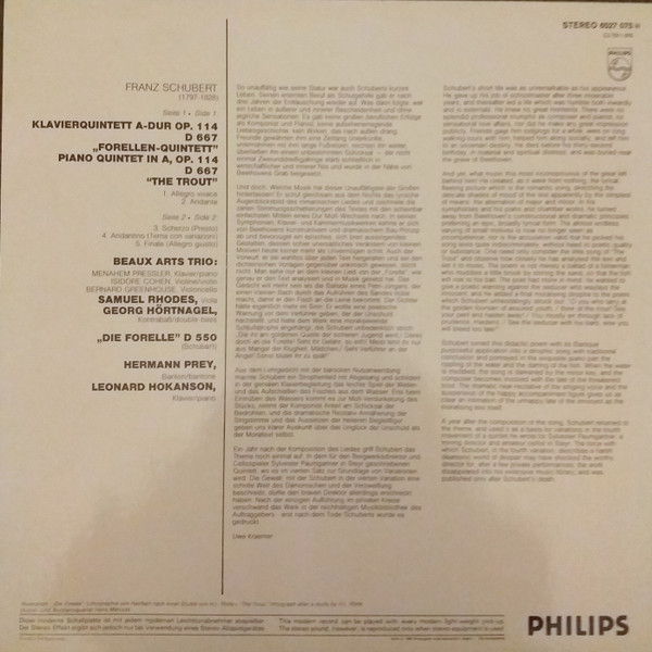 Franz Schubert - Beaux Arts Trio • Samuel Rhodes • Georg Hörtnagel • Hermann Prey • Leonard Hokanson-1