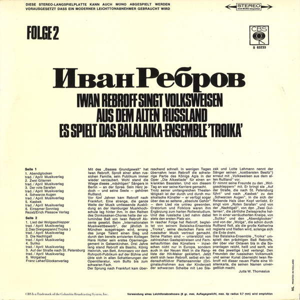 Ivan Rebroff, Balalaika Ensemble Troika-1