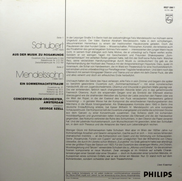 Felix Mendelssohn-Bartholdy / Franz Schubert, Concertgebouworkest ∙ George Szell-1