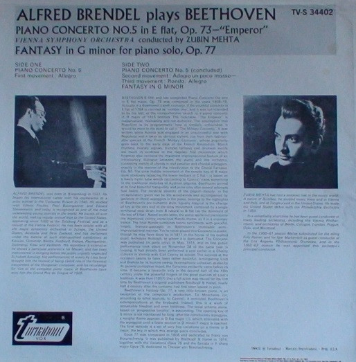Ludwig Van Beethoven, Alfred Brendel, Wiener Symphoniker, Zubin Mehta-1