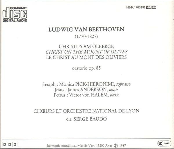 Ludwig van Beethoven - Monica Pick-Hieronimi, James Anderson (13), Victor von Halem, Choeurs De Lyon Et Orchestre National de Lyon, Serge Baudo-1