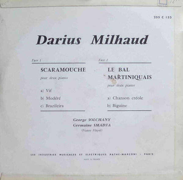 Darius Milhaud / Germaine Smadja, Georges Solchany-1