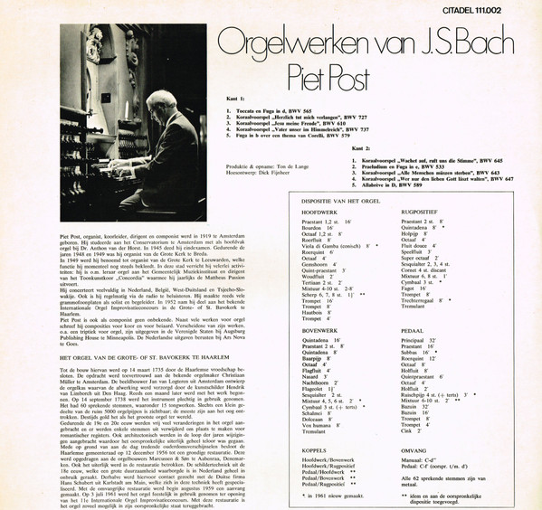 Johann Sebastian Bach - Piet Post-1