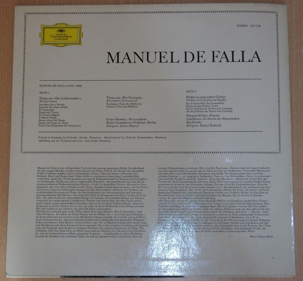 Manuel De Falla, Lorin Maazel, Margrit Weber, Rafael Kubelik-1