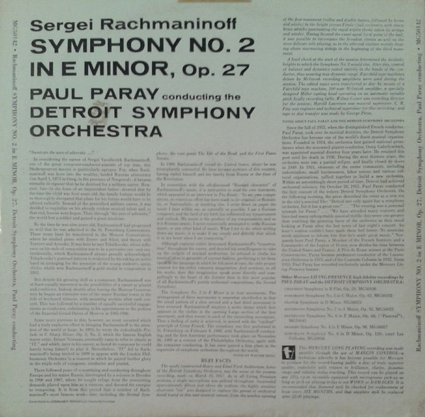Detroit Symphony Orchestra, Paul Paray, Sergei Rachmaninoff-1
