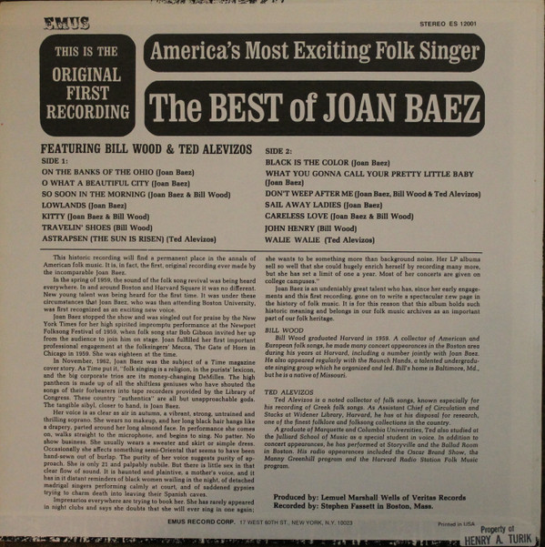 Joan Baez Featuring Bill Wood (5) & Ted Alevizos-1