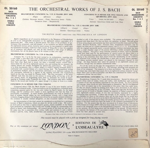Johann Sebastian Bach - Philomusica Of London, Thurston Dart-1