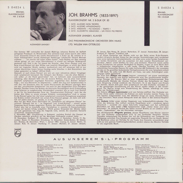 Johannes Brahms - Alexander Uninsky, Willem Van Otterloo Leitet The Hague Philharmonic-1