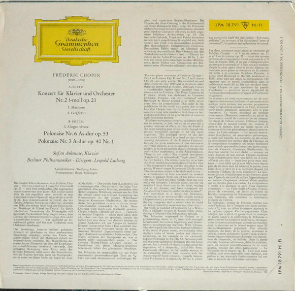 Frédéric Chopin, Stefan Askenase • Berliner Philharmoniker • Dirigent: Leopold Ludwig-1