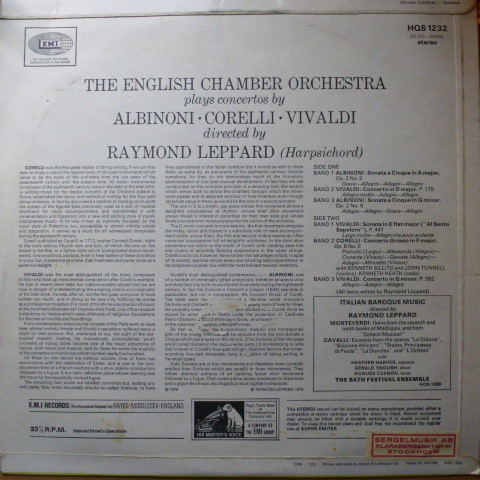 English Chamber Orchestra Plays Concertos By Tomaso Albinoni ∙ Arcangelo Corelli ∙ Antonio Vivaldi Directed By Raymond Leppard-1