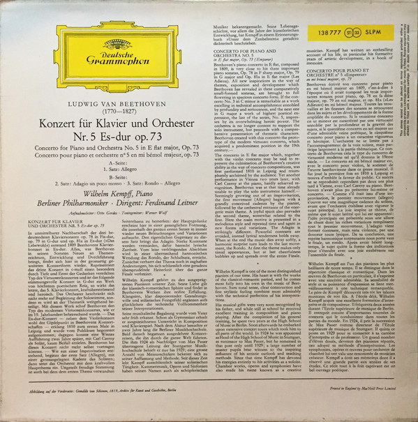 Ludwig van Beethoven, Wilhelm Kempff, Berliner Philharmoniker, Ferdinand Leitner-1