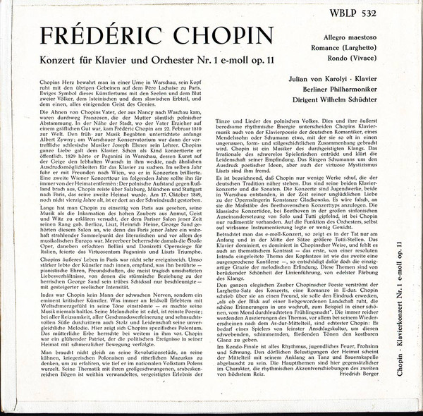 Frédéric Chopin, Julian Von Karolyi ∙ Berliner Philharmoniker ∙ Wilhelm Schüchter-1