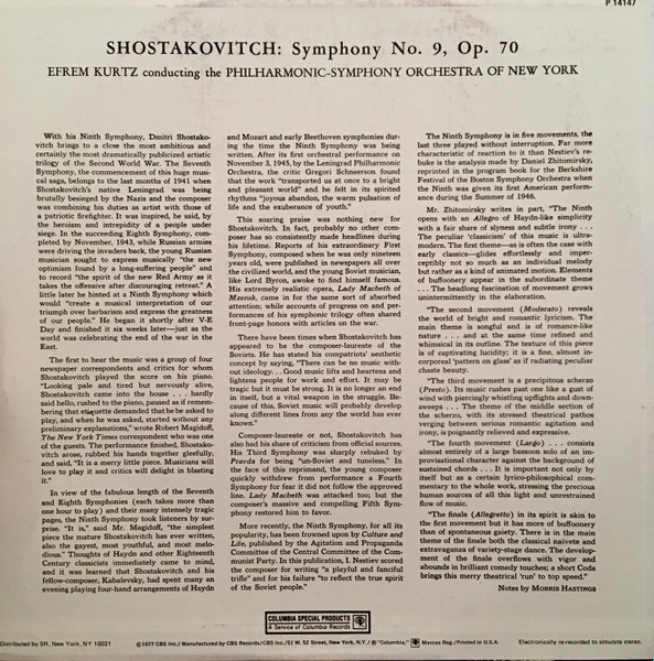 Dmitri Shostakovich, Efrem Kurtz, Philharmonic-Symphony Orchestra Of New York-1