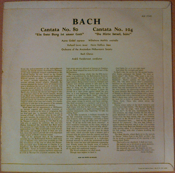 Johann Sebastian Bach / Agnes Giebel, Wilhelmine Matthes, Richard Lewis (3), Heinz Rehfuss, Koor Van De Nederlandse Bachvereniging & Amsterdam Philharmonic Society Orchestra, André Vandernoot-1