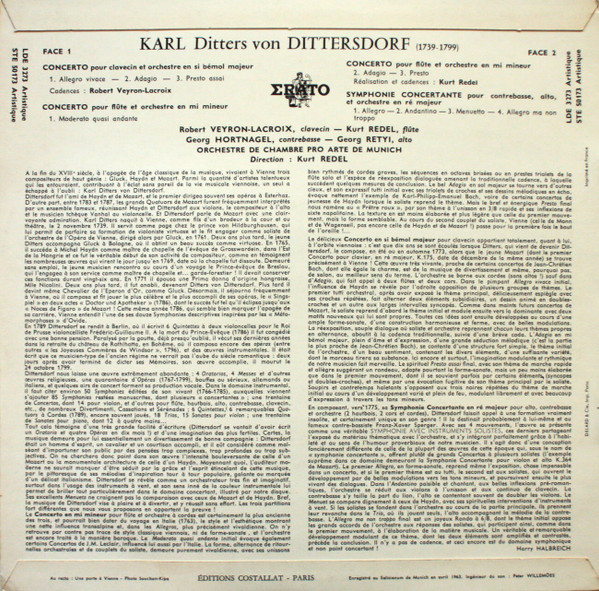 Carl Ditters von Dittersdorf / Orchestre Pro Arte De Munich, Kurt Redel-1