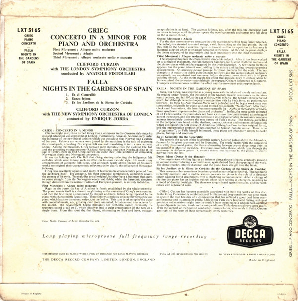 Clifford Curzon, Edvard Grieg, London Symphony Orchestra, Anatole Fistoulari, Manuel De Falla, The New Symphony Orchestra Of London, Enrique Jordá-1