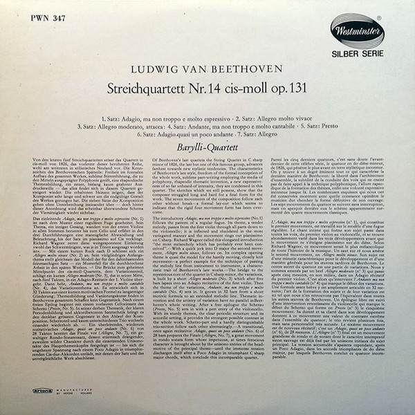 Ludwig van Beethoven, Barylli Quartet-1