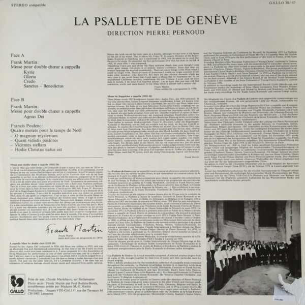 Frank Martin (3), Francis Poulenc, La Psallette De Geneve Direction: Pierre Pernoud-1