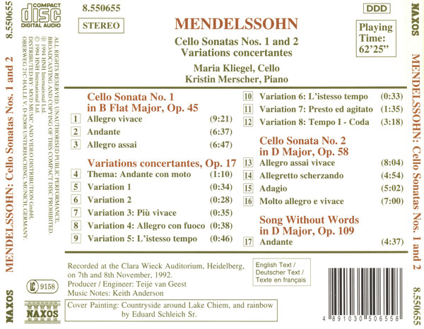 Felix Mendelssohn-Bartholdy - Maria Kliegel, Kristin Merscher-1