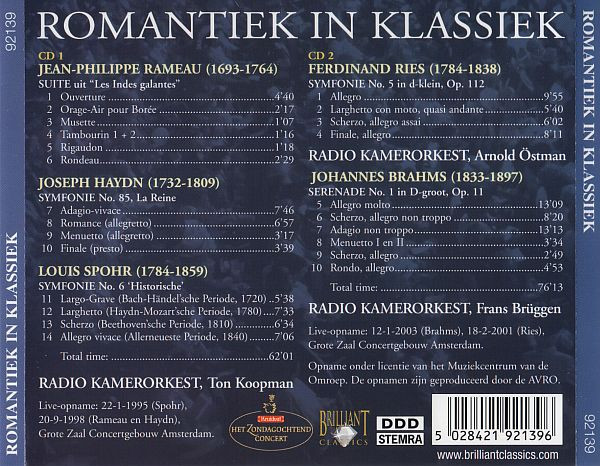 Jean-Philippe Rameau, Joseph Haydn, Louis Spohr, Ferdinand Ries, Johannes Brahms / Radio Kamerorkest, Ton Koopman, Frans Brüggen-1