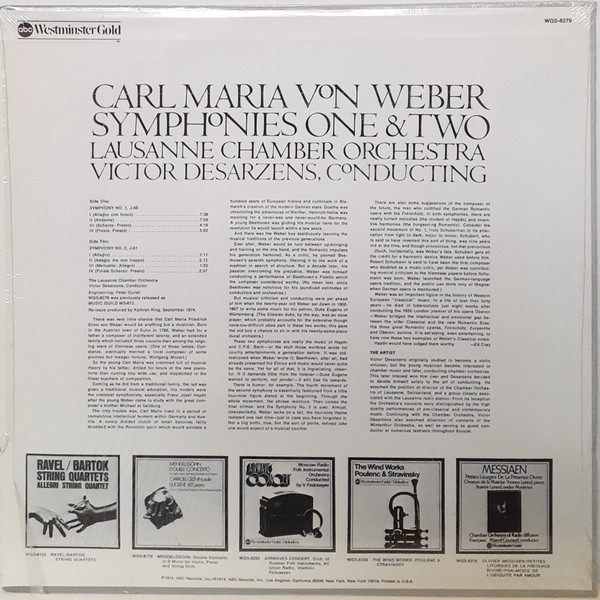Carl Maria von Weber, Orchestre De Chambre De Lausanne, Victor Desarzens-1