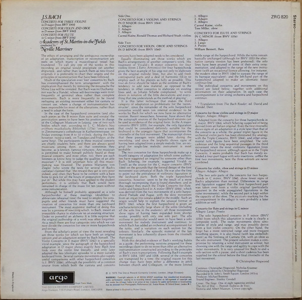 Johann Sebastian Bach - The Academy Of St. Martin-in-the-Fields, Sir Neville Marriner-1