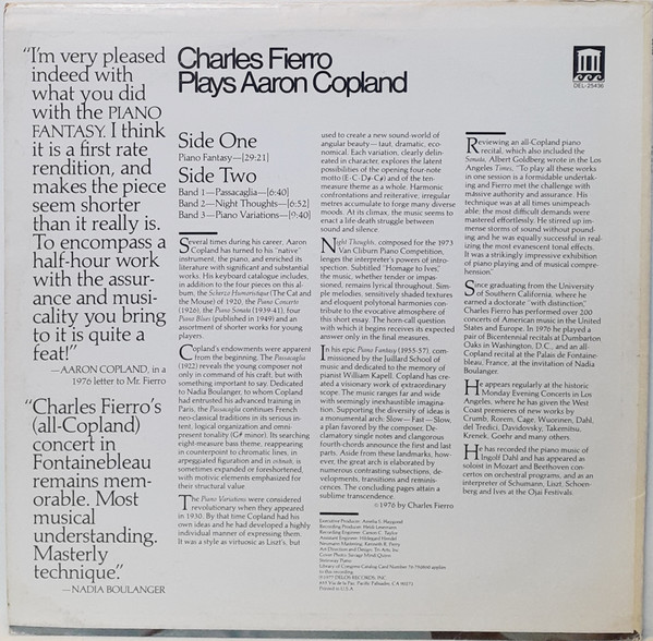 Charles Fierro, Aaron Copland-1