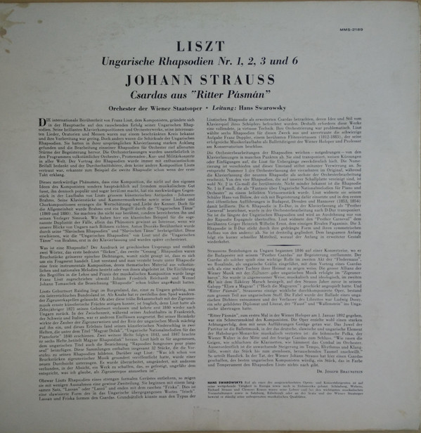 Franz Liszt, Orchester Der Wiener Staatsoper, Hans Swarowsky-1