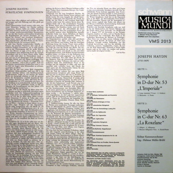 Joseph Haydn, Kölner Kammerorchester, Helmut Müller-Brühl-1