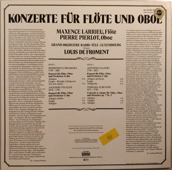 Domenico Cimarosa • Antonio Vivaldi • Antonio Salieri • Tomaso Albinoni - Maxence Larrieu • Pierre Pierlot, Orchestra Of Radio Luxembourg • Louis De Froment-1