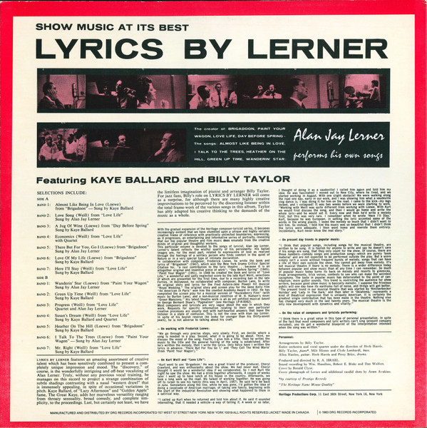 Kaye Ballard, Billy Taylor, Alan Jay Lerner-1