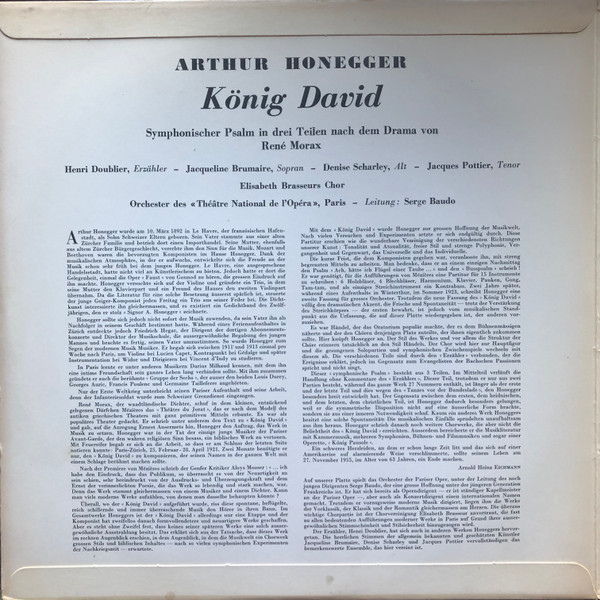 Denise Scharley, Arthur Honegger, Henri Doublier, Jacqueline Brumaire, Jacques Pottier, Choeurs Elisabeth Brasseur, Orchestre National De L'Opéra De Paris, Serge Baudo-1